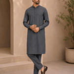 Charcoal Grey Royal Air Summer Khaddar – Premium Unstitched Men’s Fabric