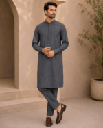 Charcoal Grey Royal Air Summer Khaddar – Premium Unstitched Men’s Fabric