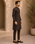 Deep Brown Royal Air Summer Khaddar – Premium Unstitched Men’s Fabric - Image 3