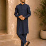 Midnight Navy Royal Air Summer Khaddar – Premium Unstitched Men’s Fabric