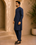 Midnight Navy Royal Air Summer Khaddar – Premium Unstitched Men’s Fabric - Image 3