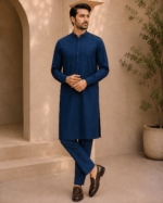 Deep Navy Blue Royal Air Summer Khaddar – Premium Unstitched Men’s Fabric - Image 2