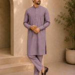 Dusty Mauve Blue Royal Air Summer Khaddar – Premium Unstitched Men’s Fabric