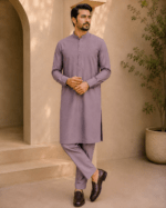 Dusty Mauve Blue Royal Air Summer Khaddar – Premium Unstitched Men’s Fabric