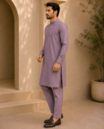 Dusty Mauve Blue Royal Air Summer Khaddar – Premium Unstitched Men’s Fabric - Image 3