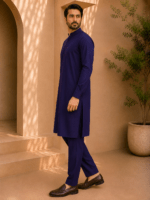 Deep Indigo Royal Air Summer Khaddar – Premium Unstitched Men’s Fabric - Image 3