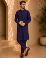 Deep Indigo Royal Air Summer Khaddar – Premium Unstitched Men’s Fabric